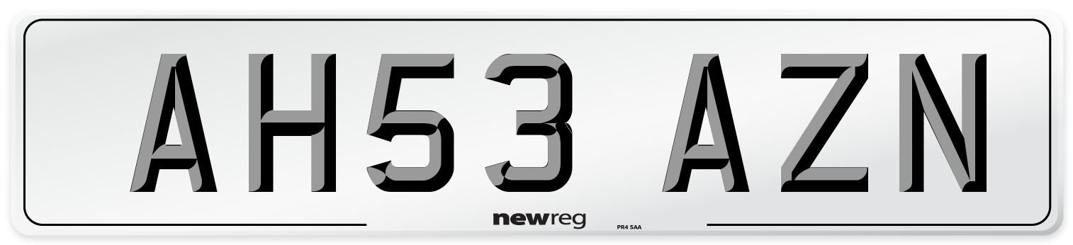 AH53 AZN Number Plate from New Reg